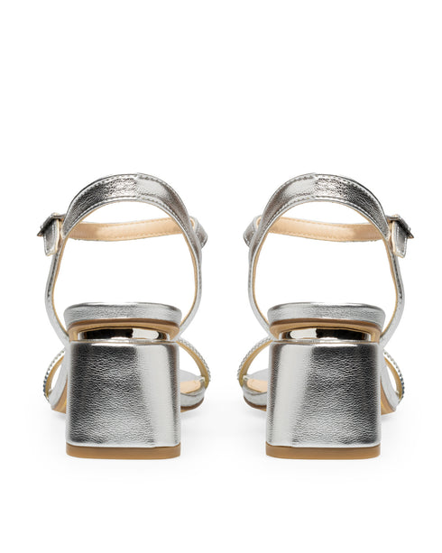 Sandalia Plata Tacón Bajo 240701